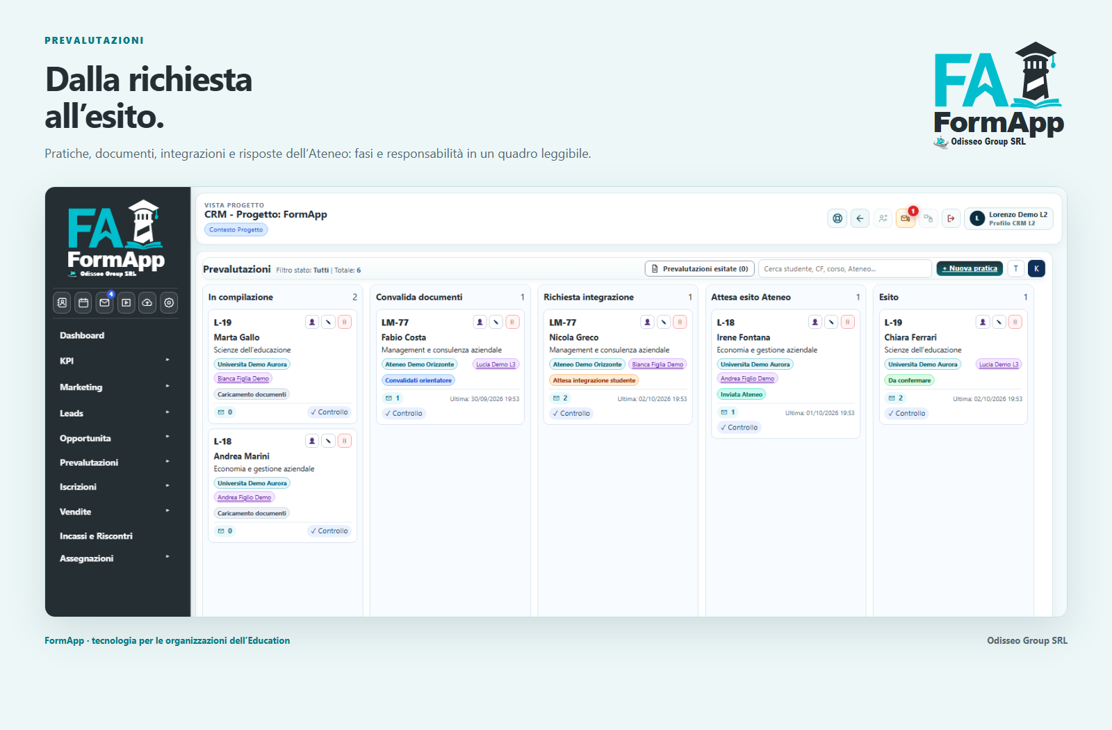Render FormApp dedicato al percorso di prevalutazione